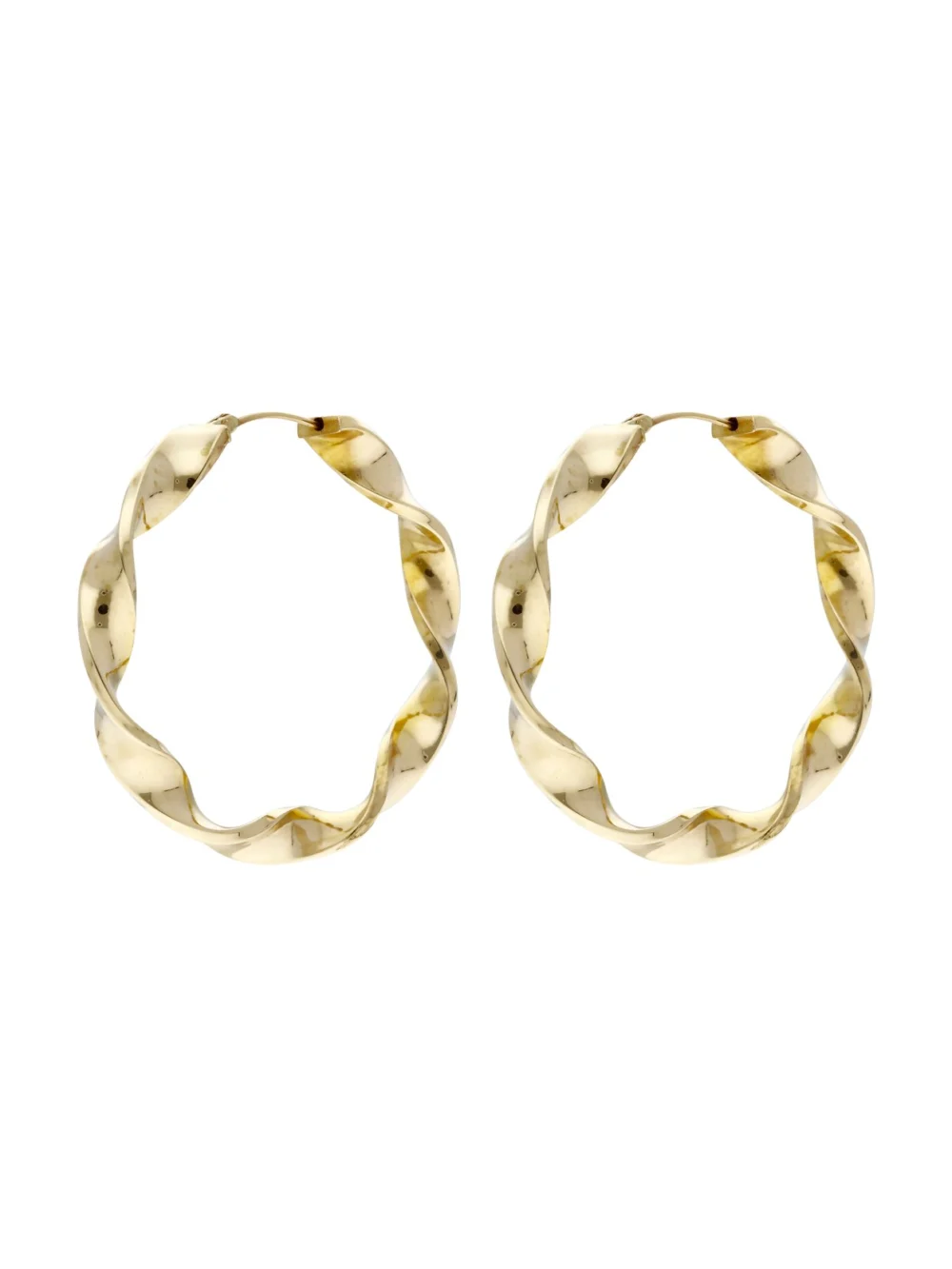 William May 9ct Yellow Gold Large Twist Hoop Creole Earrings