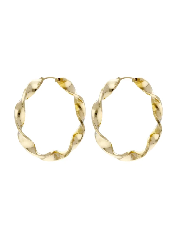 William May 9ct Yellow Gold Large Twist Hoop Creole Earrings