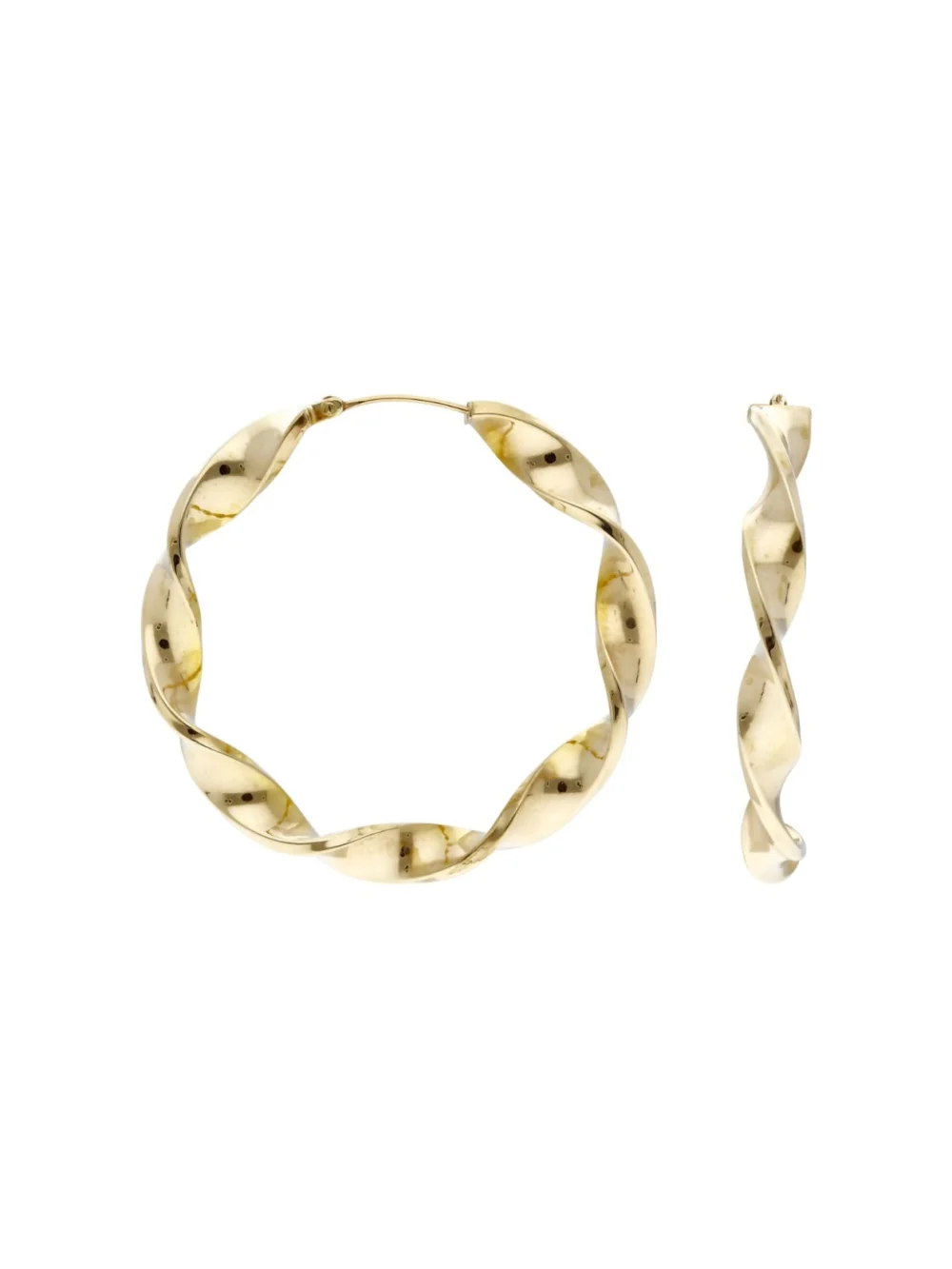 William May 9ct Yellow Gold Large Twist Hoop Creole Earrings, view 2