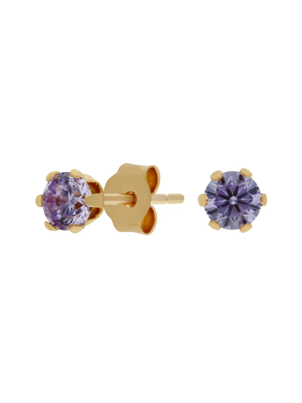 William May 9ct Yellow Gold Lilac Cubic Zirconia Stud Earrings