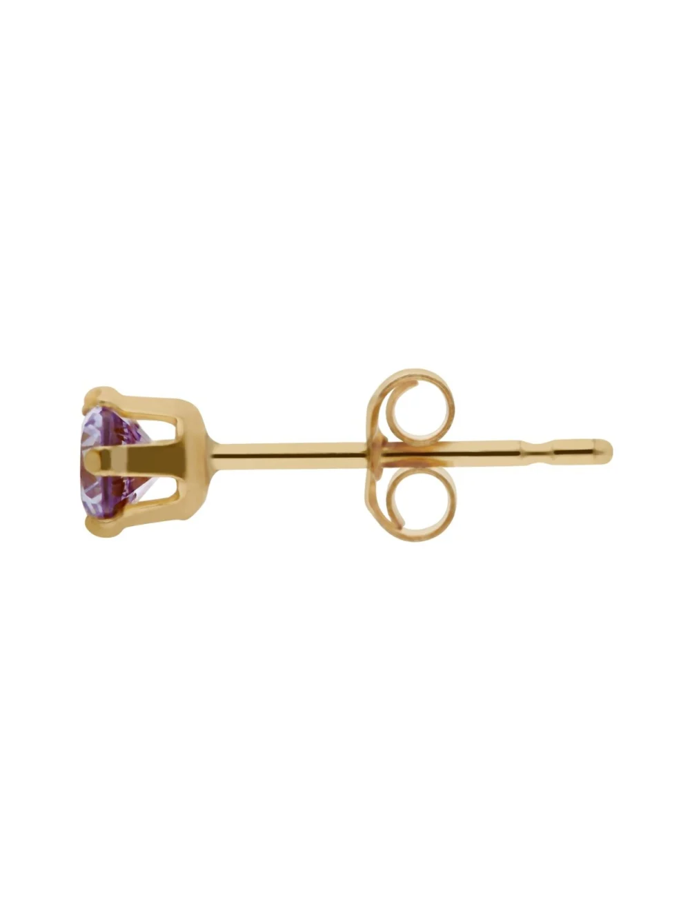 William May 9ct Yellow Gold Lilac Cubic Zirconia Stud Earrings, view 2