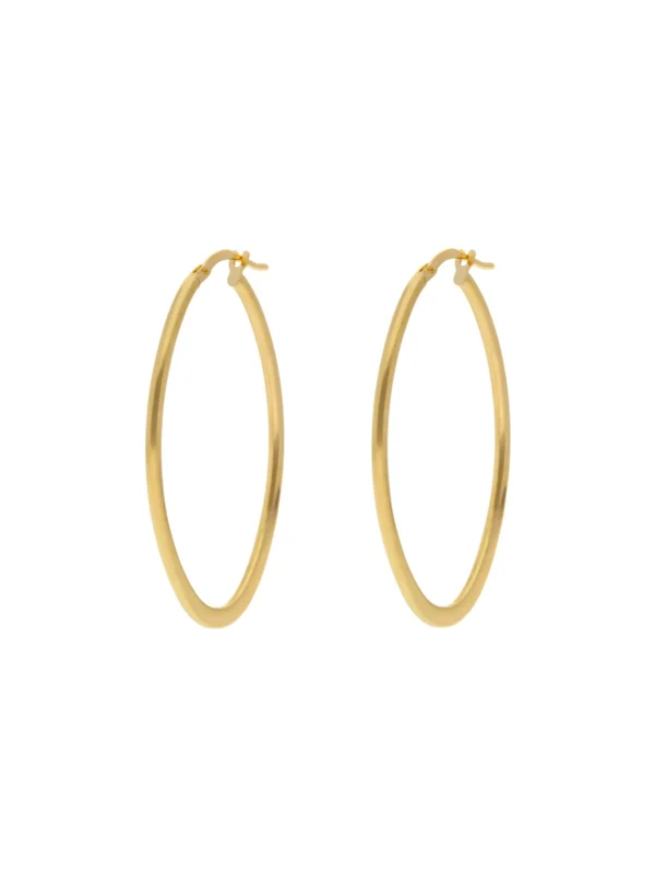 William May 9ct Yellow Gold Long Oval Hoop Earrings