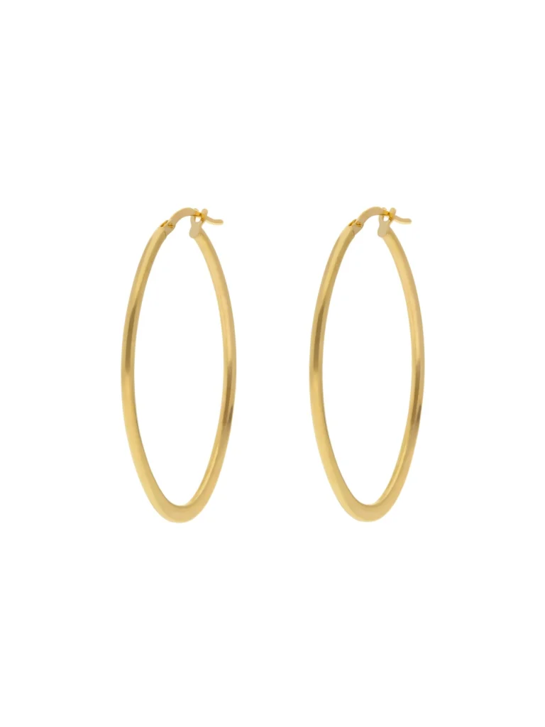 William May 9ct Yellow Gold Long Oval Hoop Earrings