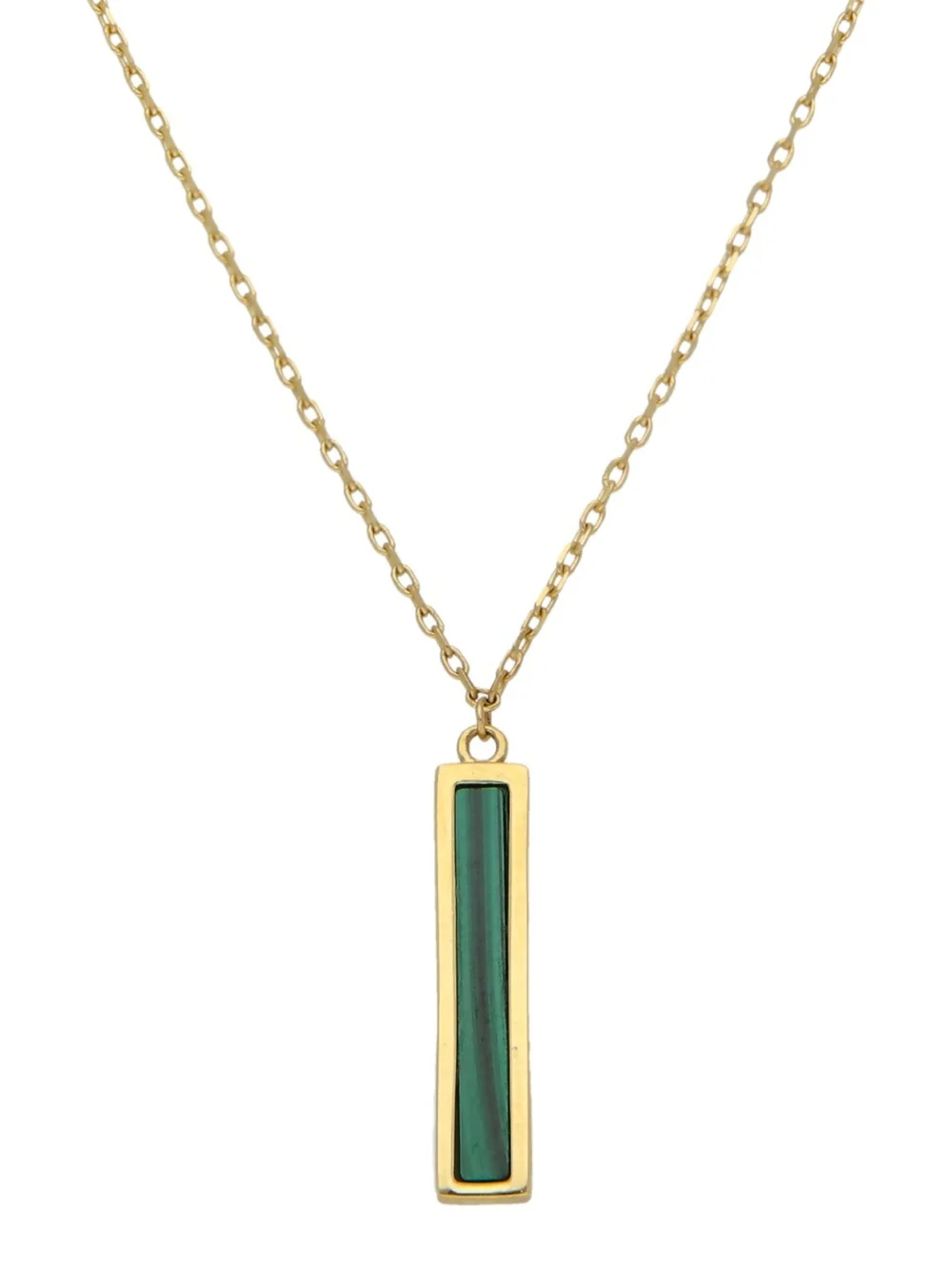 William May 9ct Yellow Gold Malachite Bar 16-17" Adjustable Necklace, view 2