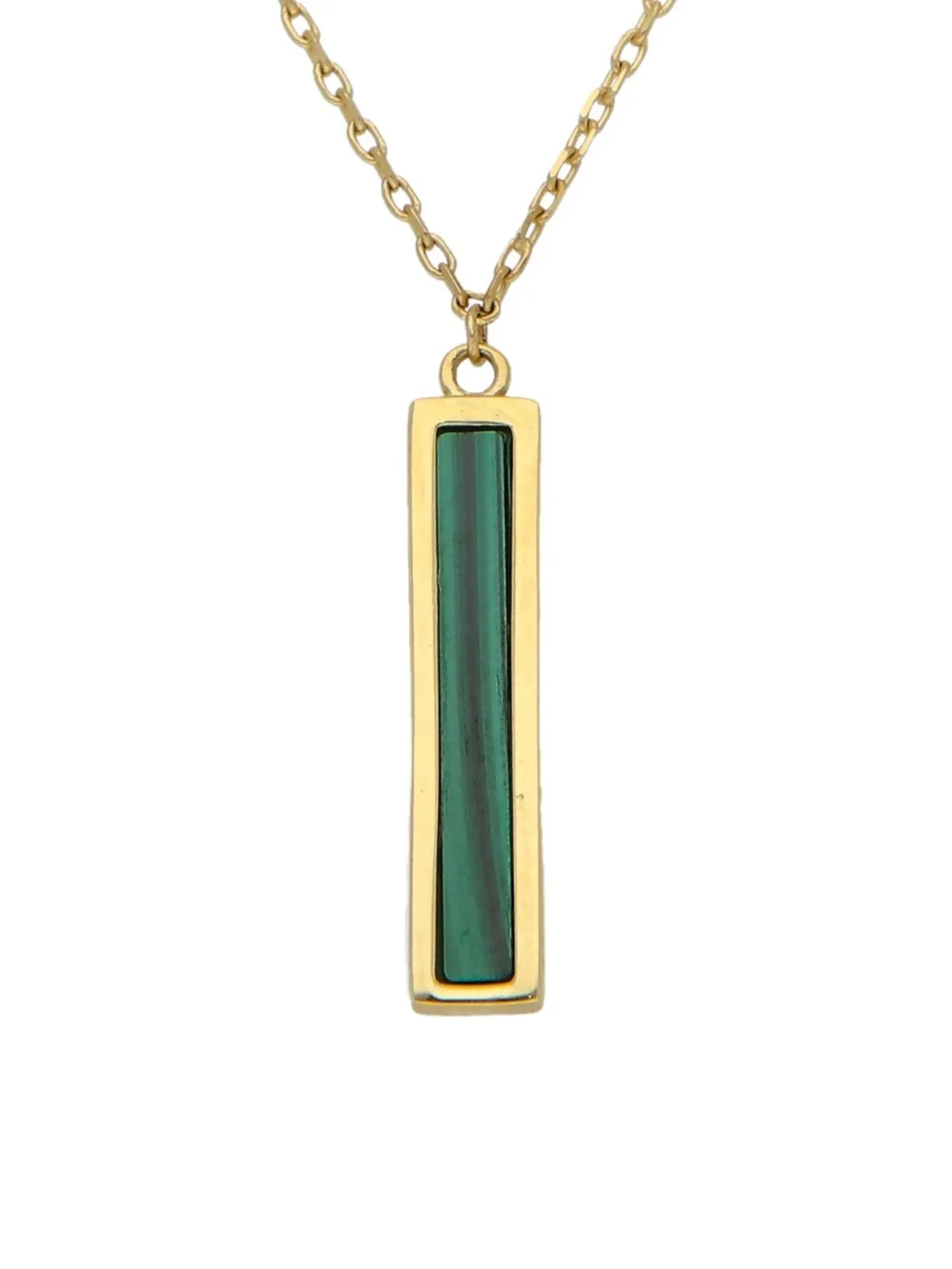 William May 9ct Yellow Gold Malachite Bar 16-17" Adjustable Necklace, view 4