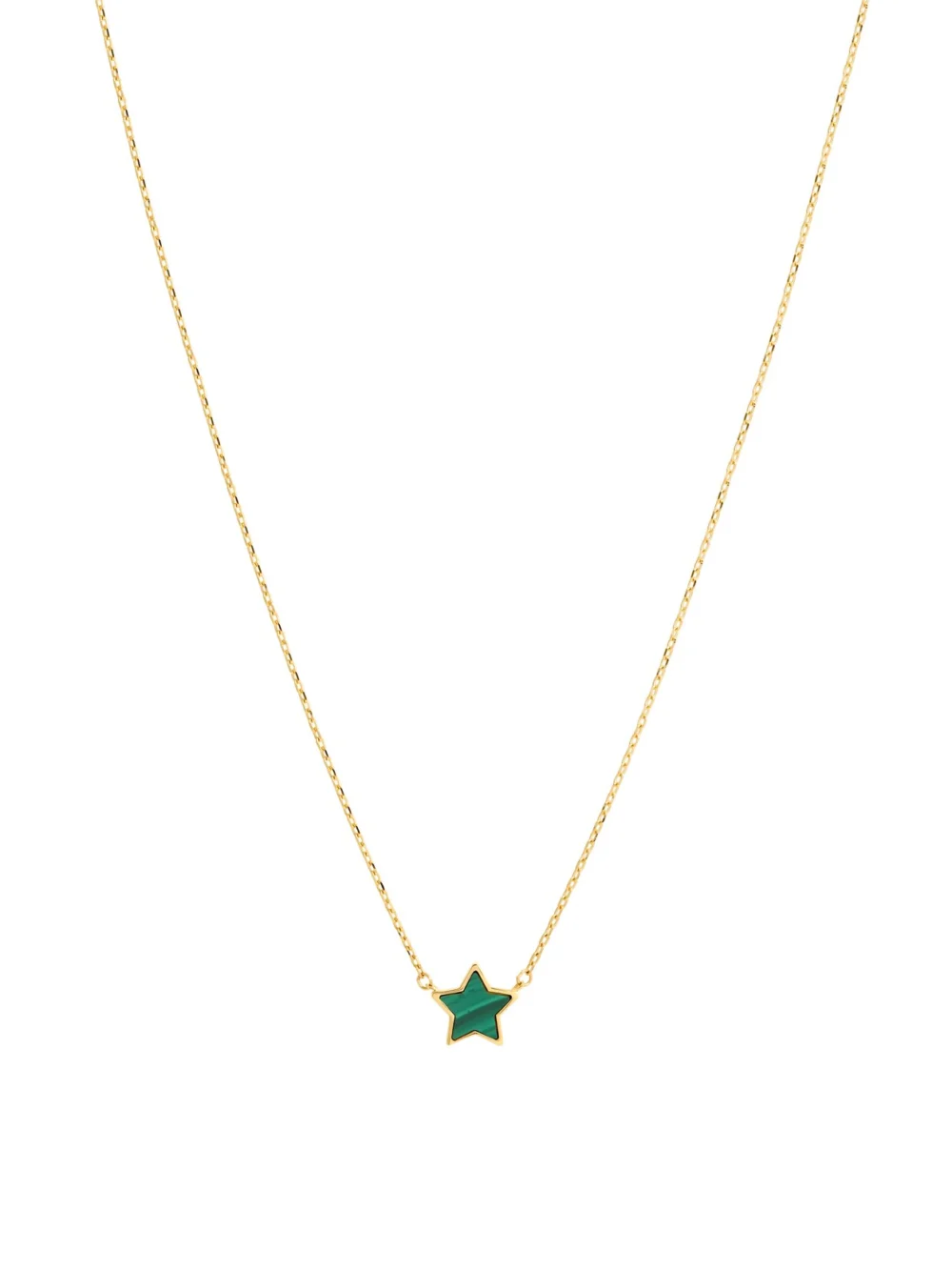 William May 9ct Yellow Gold Malachite Star 17" Chain Link Necklace