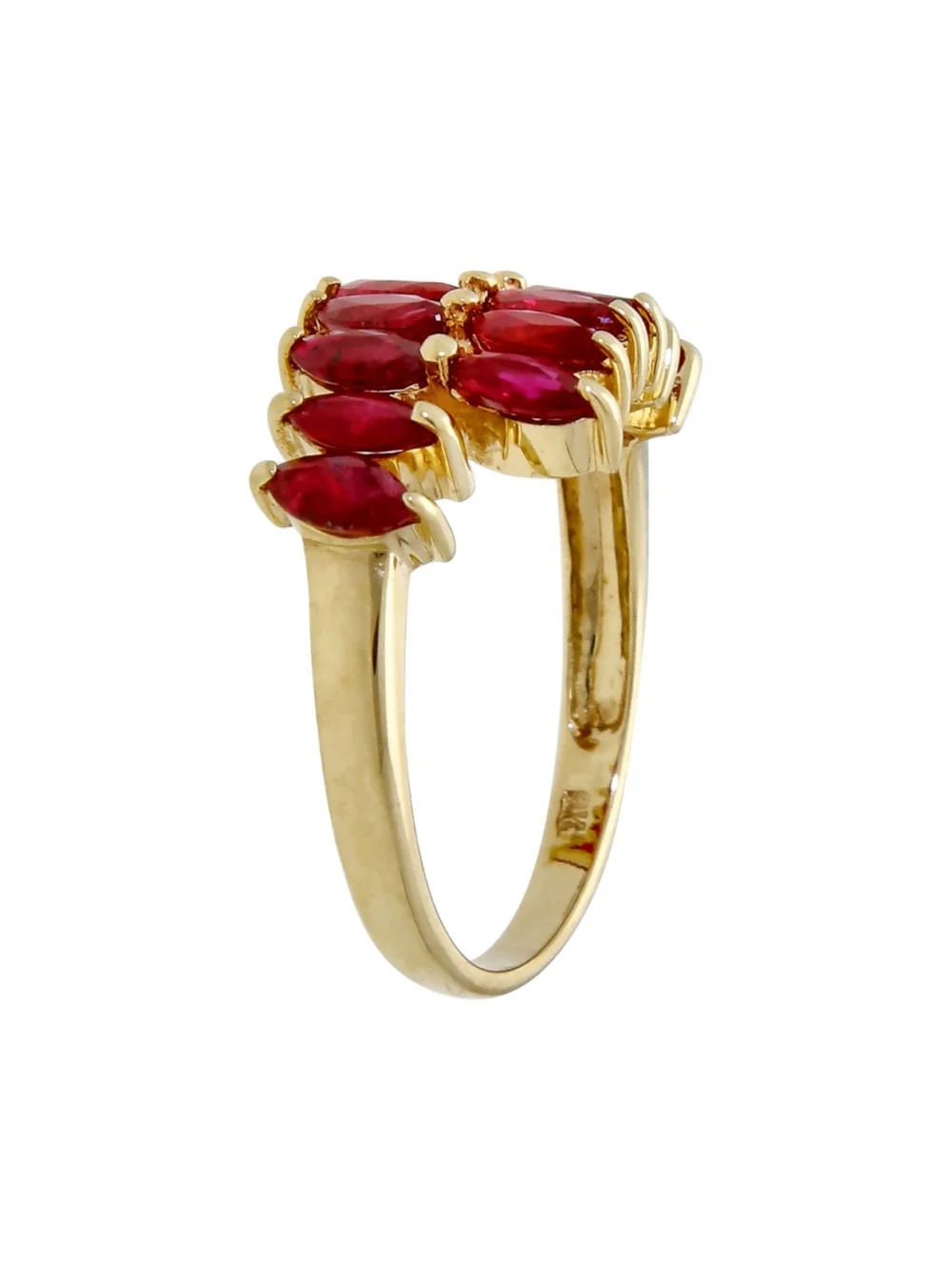 William May 9ct Yellow Gold Marquise Ruby 2-Row Dress Ring, view 2