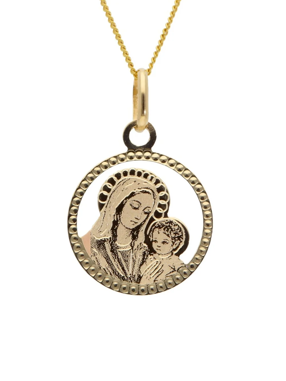 William May 9ct Yellow Gold Mary & Child Pendant & 18" Chain Necklace, view 2