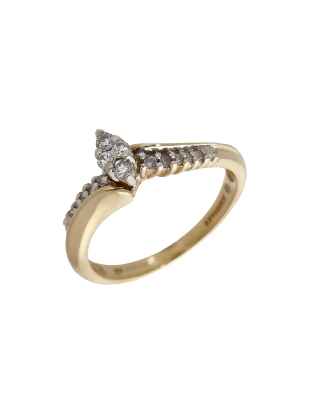William May 9ct Yellow Gold Mixed Cut Diamond Twist Ring