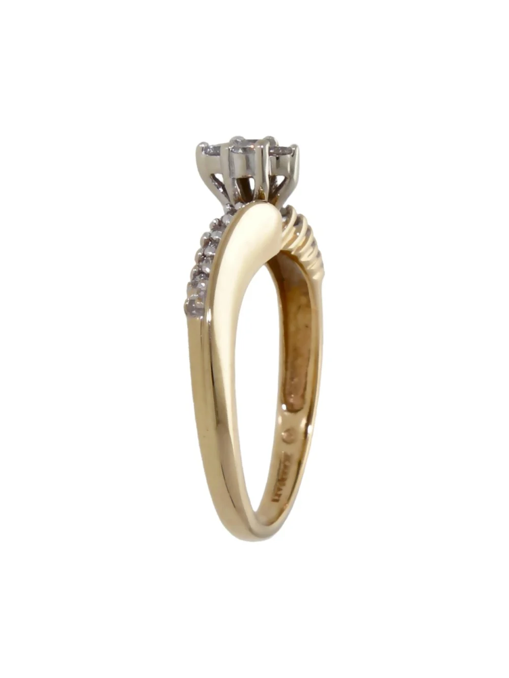 William May 9ct Yellow Gold Mixed Cut Diamond Twist Ring, view 2