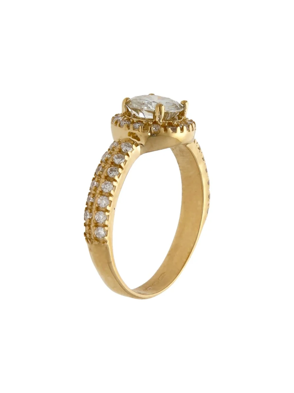 William May 9ct Yellow Gold Moissanite Halo Ring, view 2