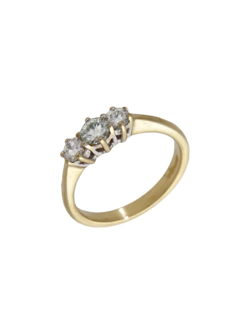 William May 9ct Yellow Gold Moissanite Trilogy Ring