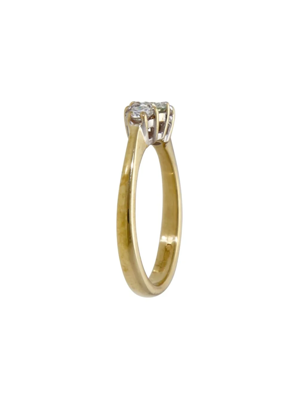 William May 9ct Yellow Gold Moissanite Trilogy Ring, view 2