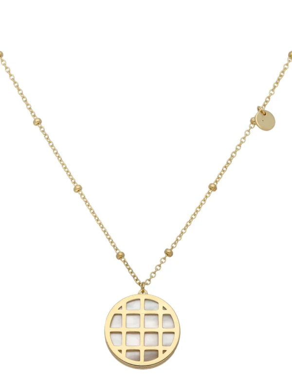 William May 9ct Yellow Gold Mother of Pearl Basket & Bobble Necklace