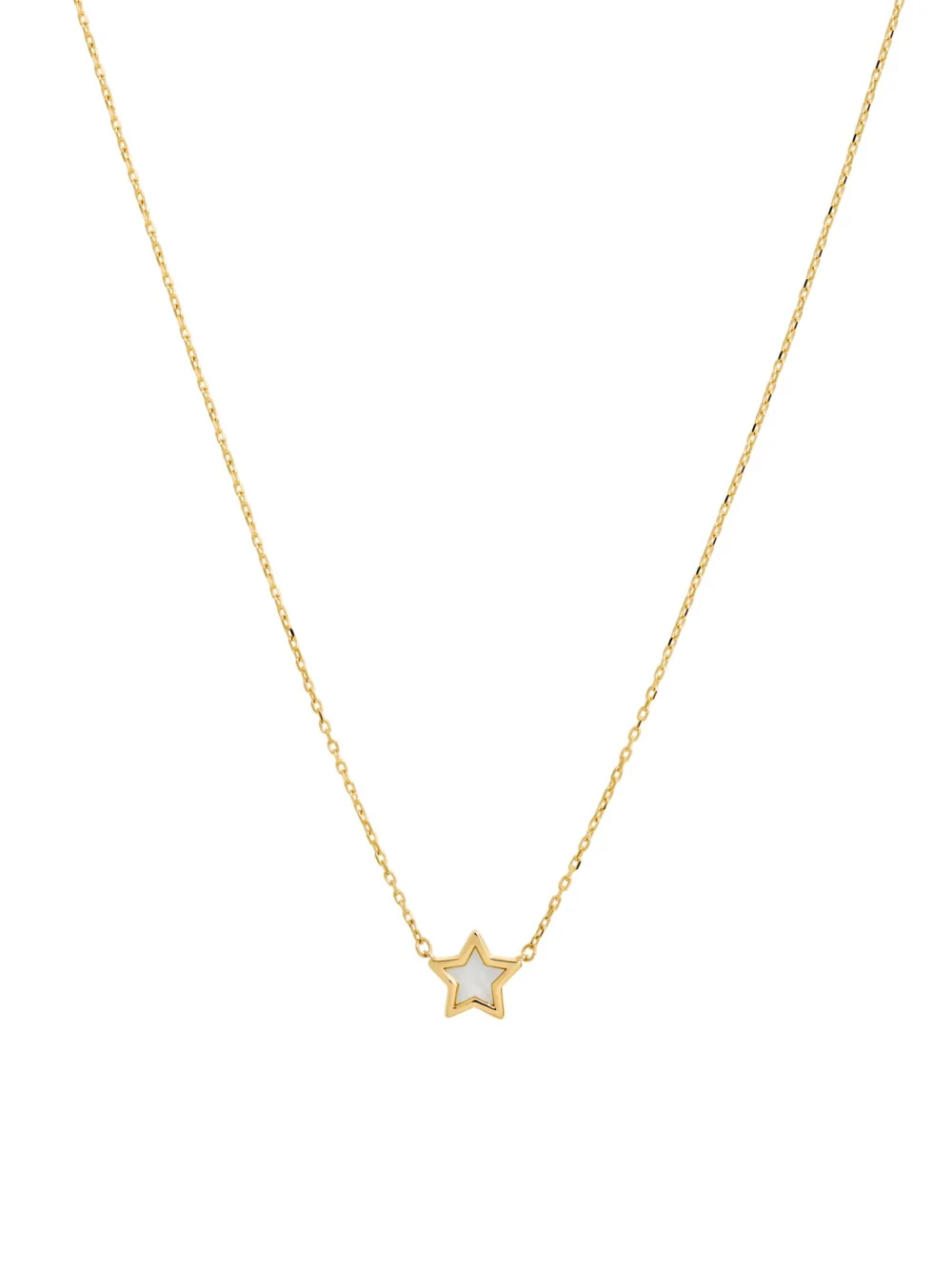 William May 9ct Yellow Gold Mother of Pearl Star 17" Chain Link Necklace