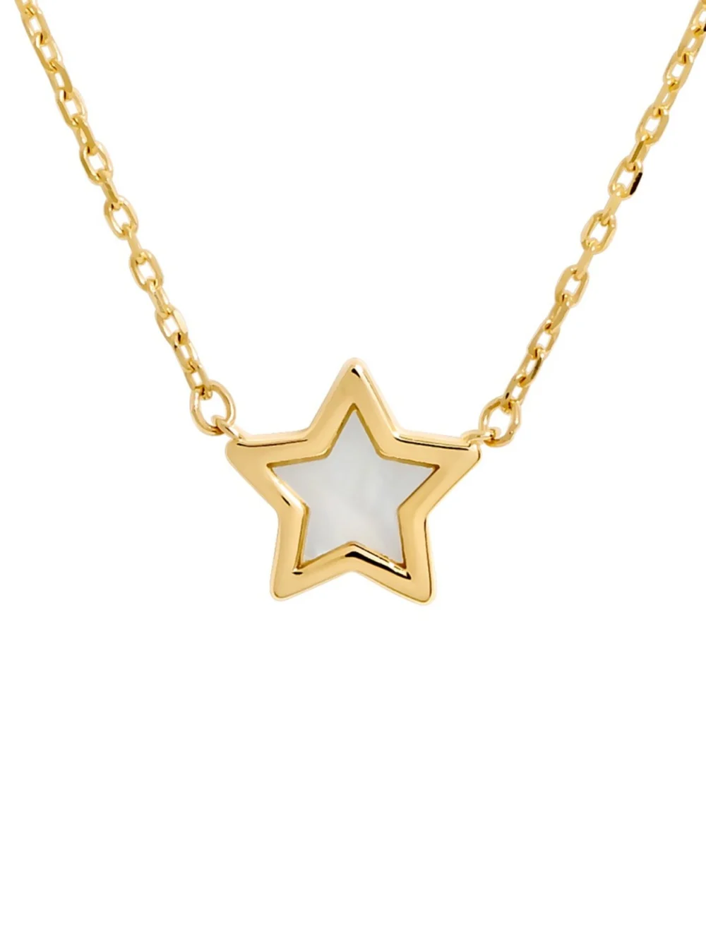 William May 9ct Yellow Gold Mother of Pearl Star 17" Chain Link Necklace, view 2