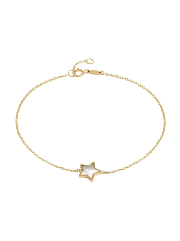 William May 9ct Yellow Gold Mother of Pearl Star Chain Link Bracelet