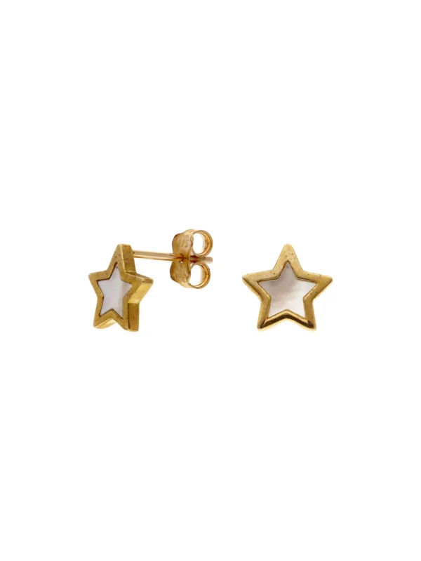 William May 9ct Yellow Gold Mother of Pearl Star Stud Earrings