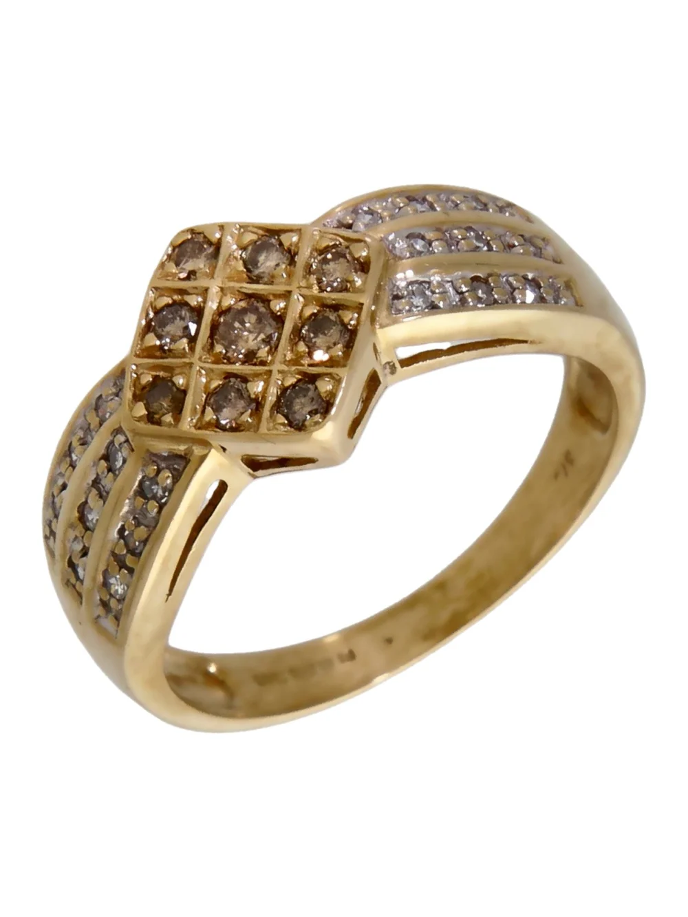 William May 9ct Yellow Gold Multi Colour Diamond Cluster Ring