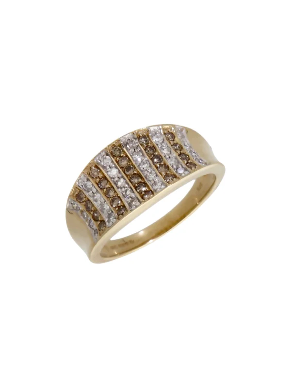 William May 9ct Yellow Gold Multi Row Diamond Curved Dress Ring