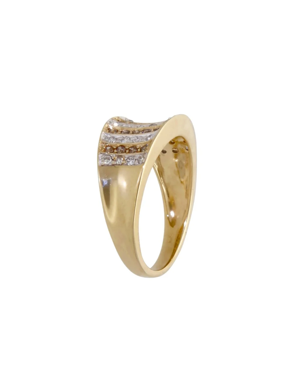William May 9ct Yellow Gold Multi Row Diamond Curved Dress Ring, view 2