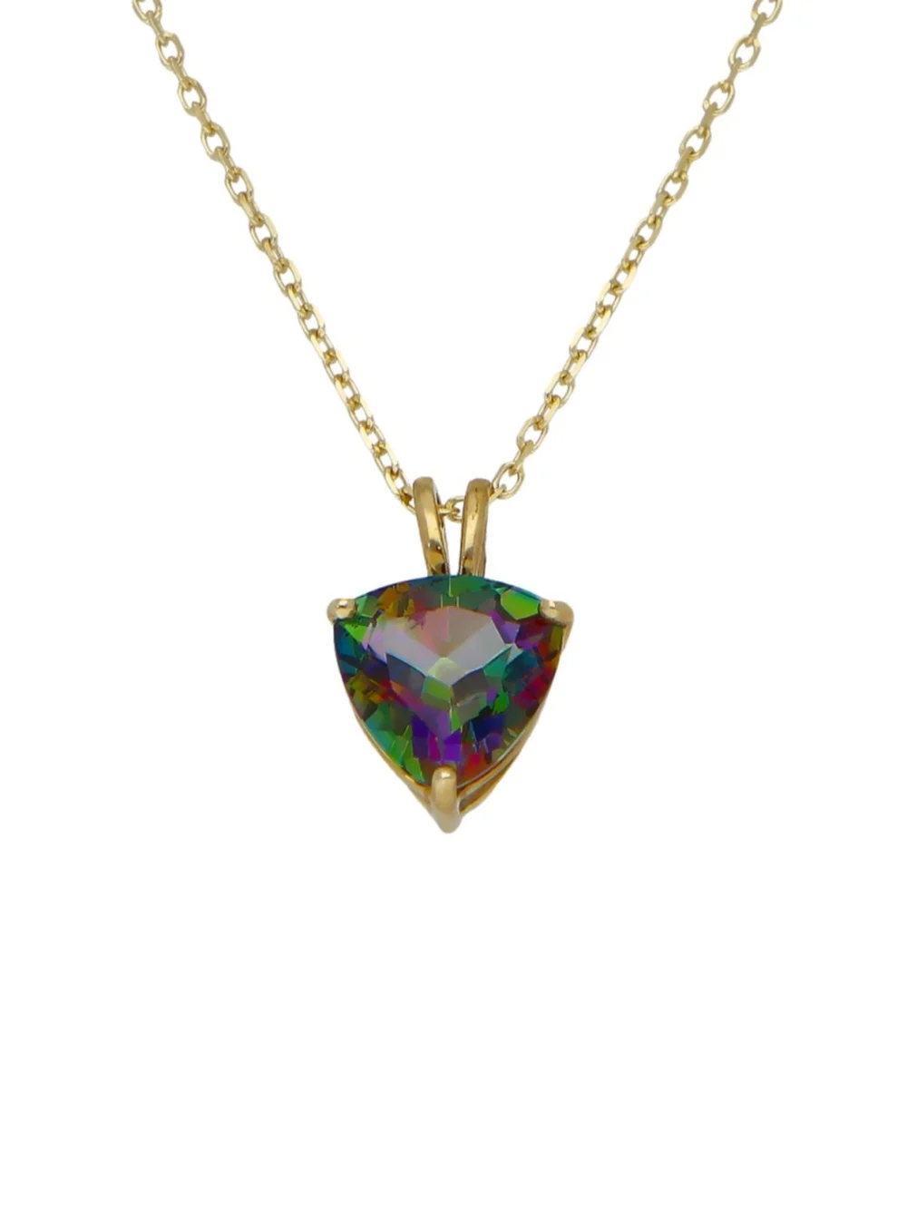 William May 9ct Yellow Gold Mystic Topaz Pendant & Chain Necklace
