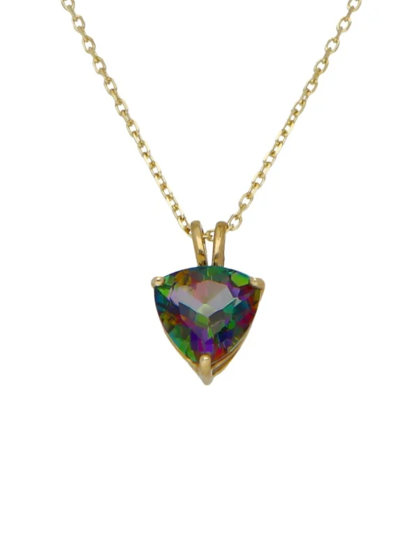 William May 9ct Yellow Gold Mystic Topaz Pendant & Chain Necklace