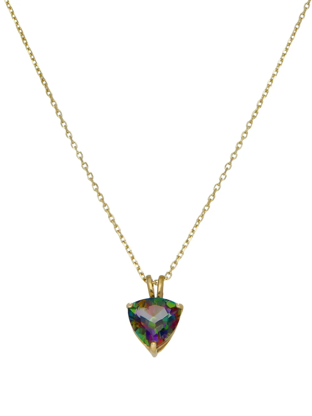 William May 9ct Yellow Gold Mystic Topaz Pendant & Chain Necklace, view 2