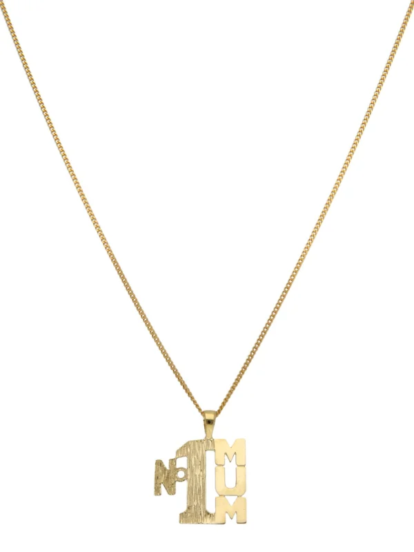 William May 9ct Yellow Gold No.1 Mum Pendant & 18" Necklace