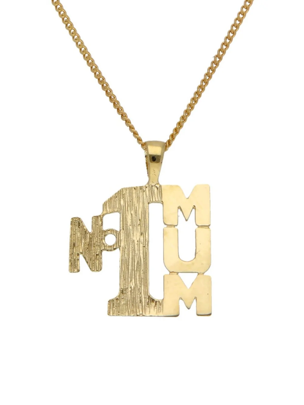 William May 9ct Yellow Gold No.1 Mum Pendant & 18" Necklace, view 2