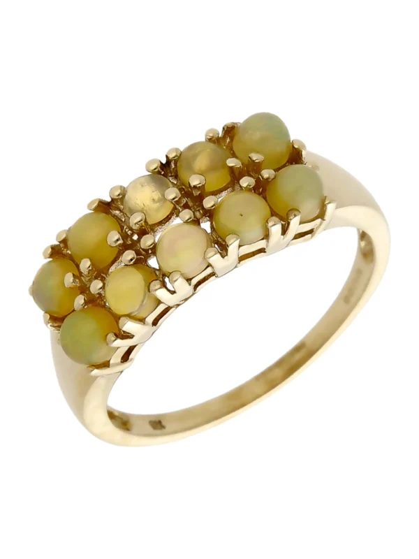 William May 9ct Yellow Gold Opal 2 Row Dress Ring