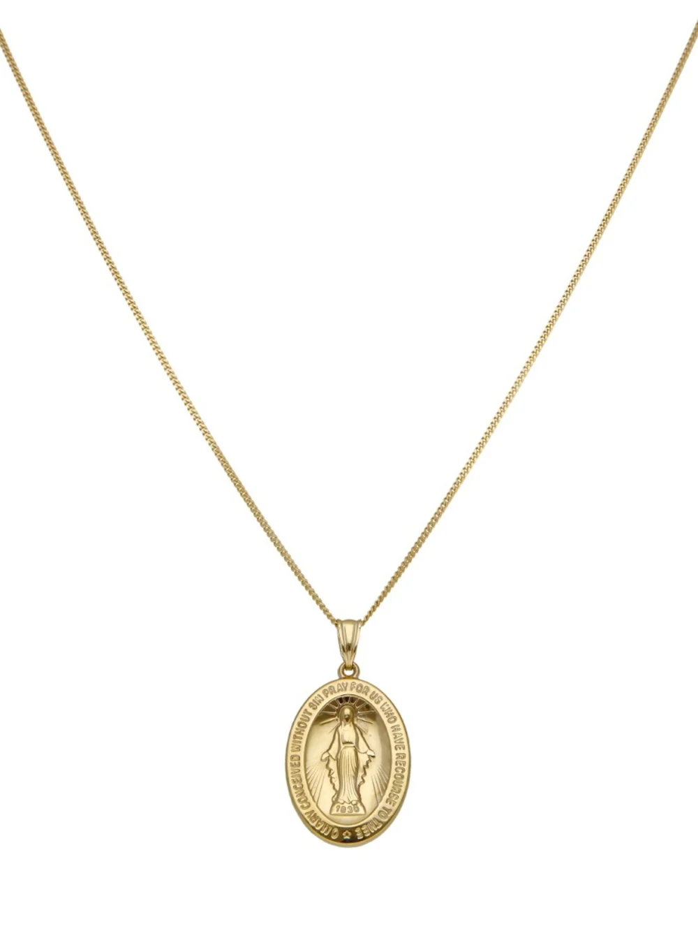 William May 9ct Yellow Gold Our Lady Pendant & 22" Chain Necklace, view 2