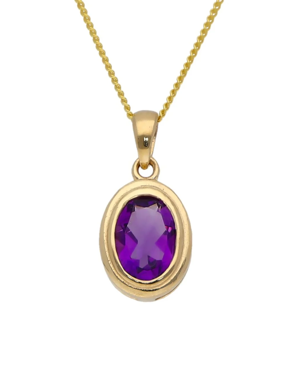 William May 9ct Yellow Gold Oval Amethyst Pendant & 18" Necklace, view 3