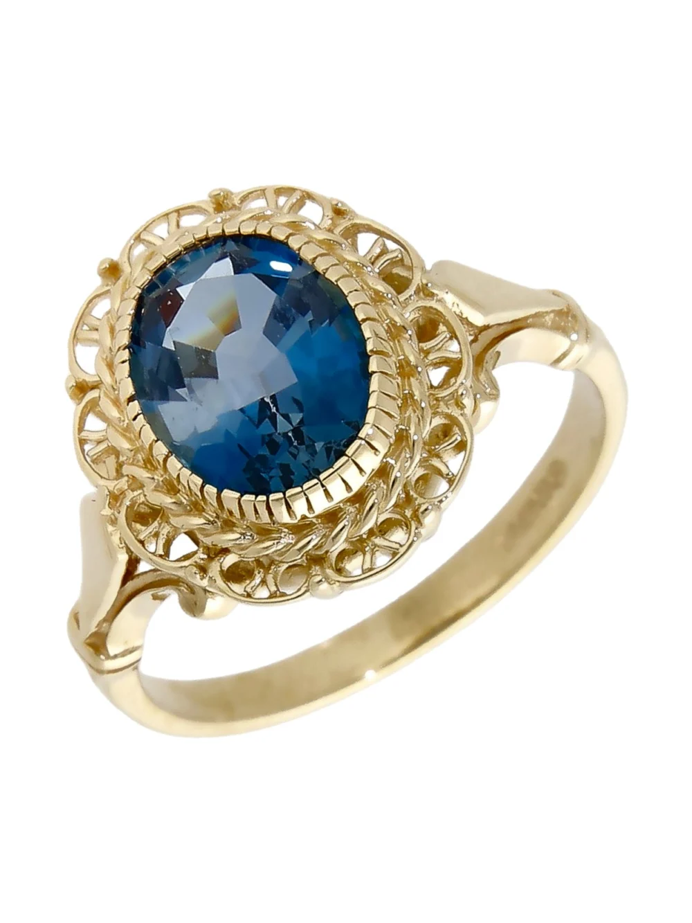 William May 9ct Yellow Gold Oval Blue Topaz Dress Ring