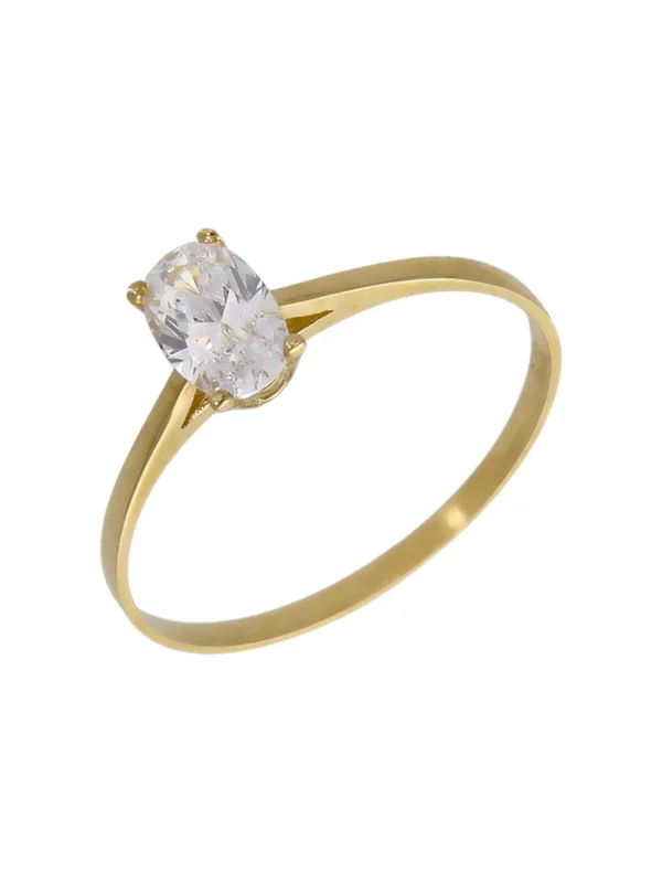 William May 9ct Yellow Gold Oval Cubic Zirconia Solitaire Ring
