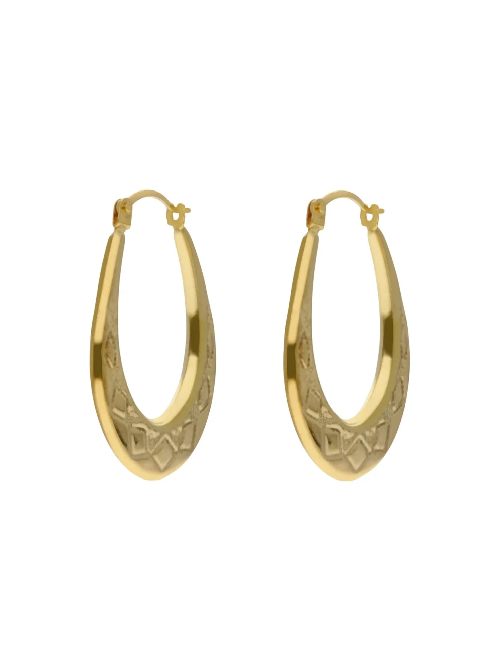 William May 9ct Yellow Gold Oval Harlequin Creole Earrings