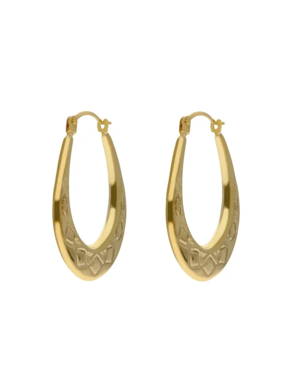 William May 9ct Yellow Gold Oval Harlequin Creole Earrings