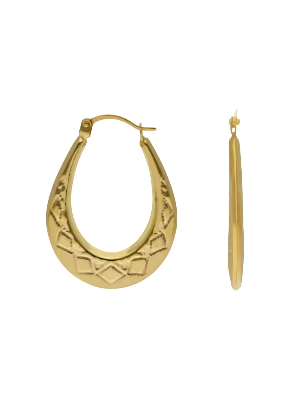 William May 9ct Yellow Gold Oval Harlequin Creole Earrings, view 2