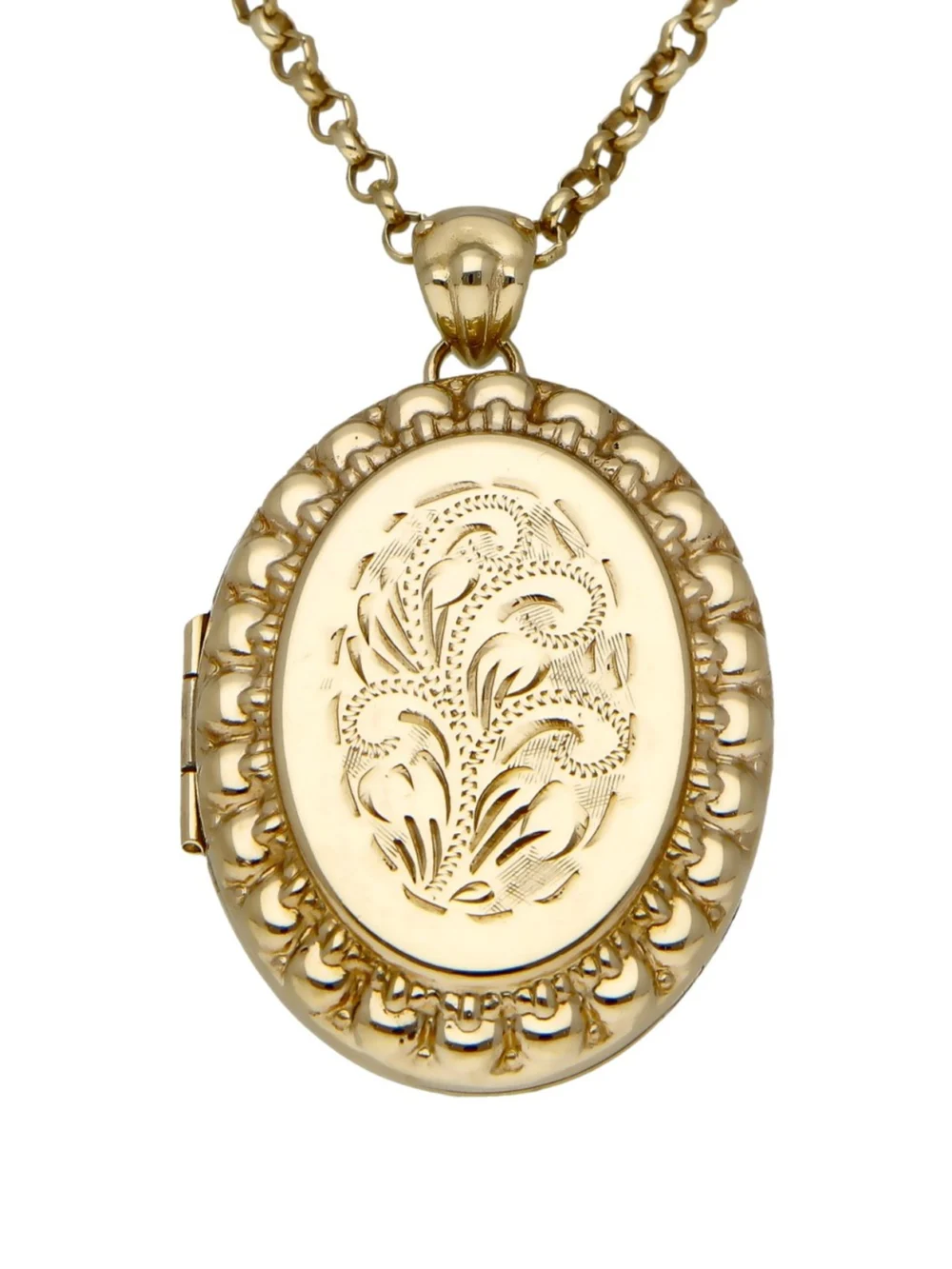 William May 9ct Yellow Gold Oval Locket Pendant & Chain Necklace, view 3