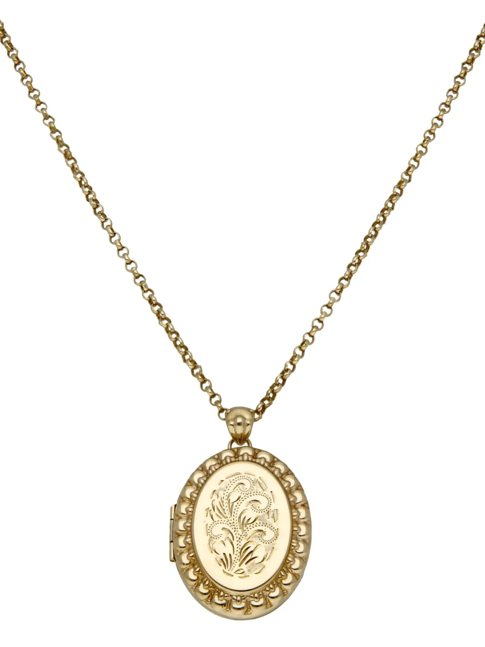 William May 9ct Yellow Gold Oval Locket Pendant & Chain Necklace, view 5