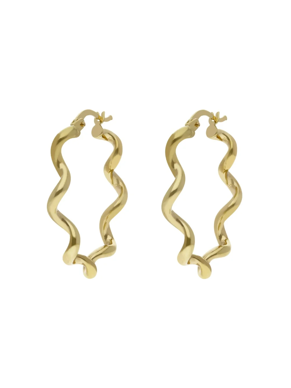 William May 9ct Yellow Gold Oval Spiral Twist Creole Earrings