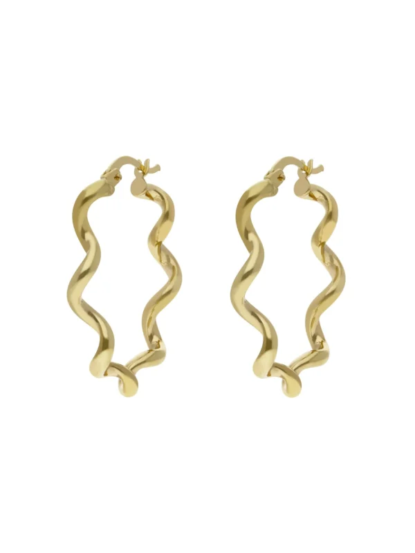 William May 9ct Yellow Gold Oval Spiral Twist Creole Earrings