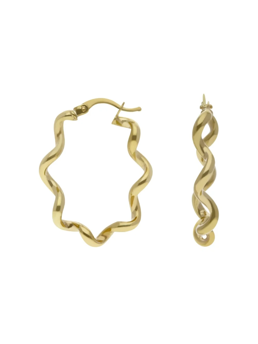 William May 9ct Yellow Gold Oval Spiral Twist Creole Earrings, view 2