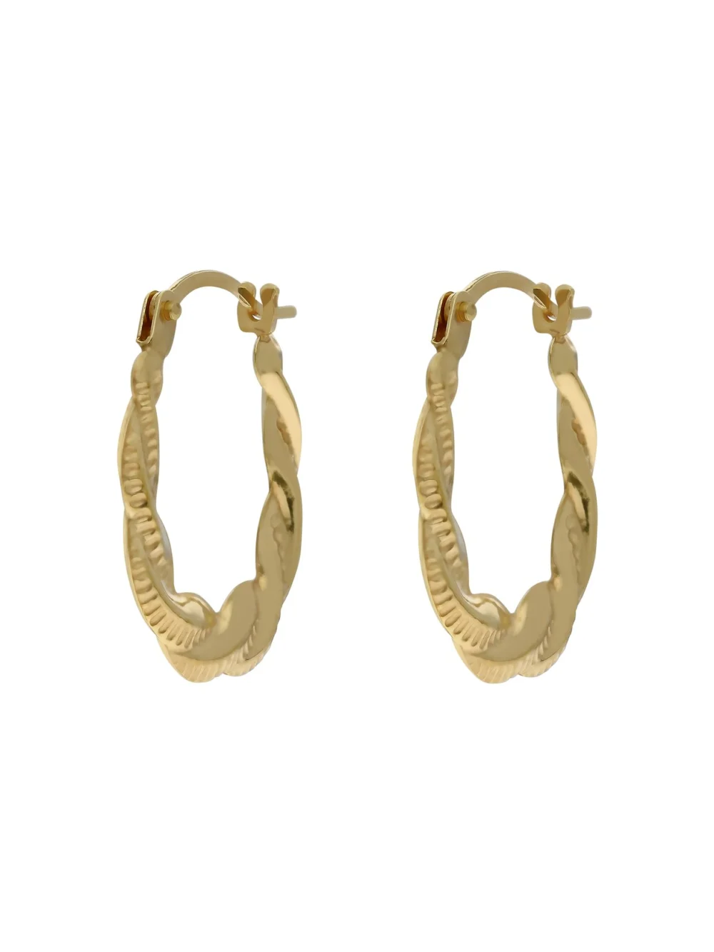 William May 9ct Yellow Gold Oval Twist Creole Earrings