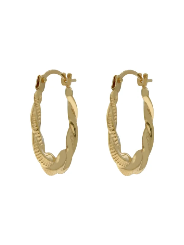 William May 9ct Yellow Gold Oval Twist Creole Earrings
