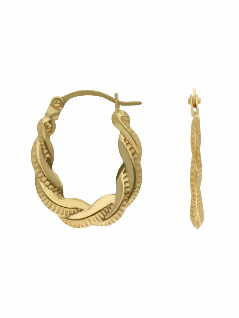 William May 9ct Yellow Gold Oval Twist Creole Earrings, view 2