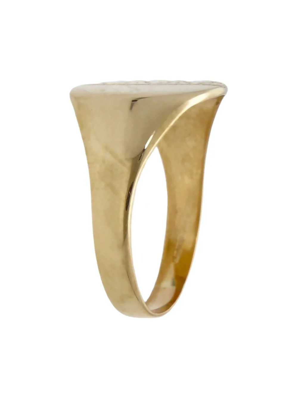 William May 9ct Yellow Gold Part Patterned Signet Ring, view 2