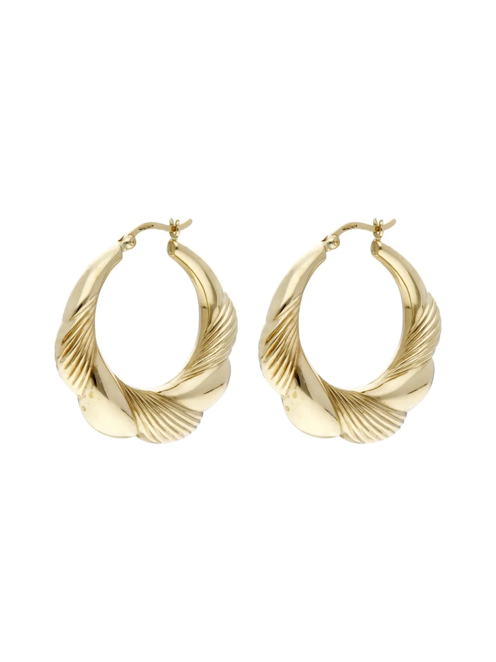 William May 9ct Yellow Gold Part Twist Wave Creole Earrings