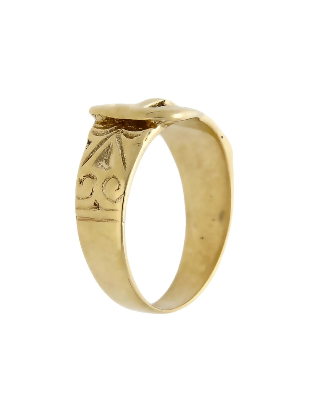 William May 9ct Yellow Gold Patterned Buckle Ring, view 3