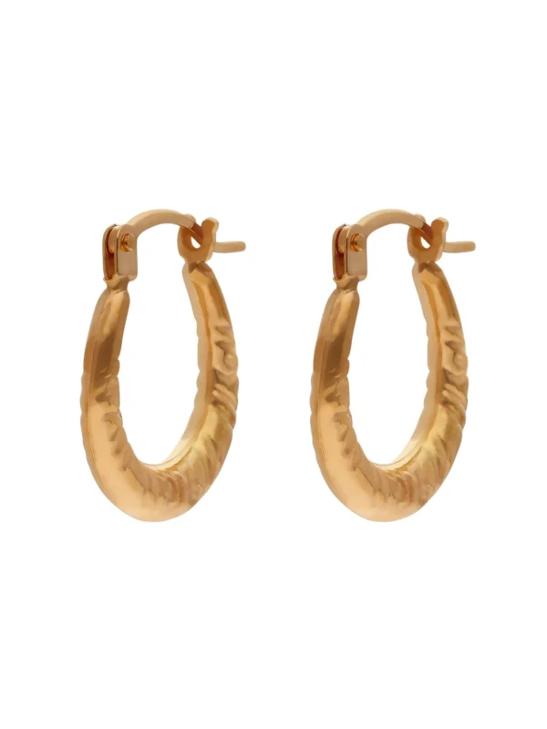 William May 9ct Yellow Gold Patterned Creole Earrings